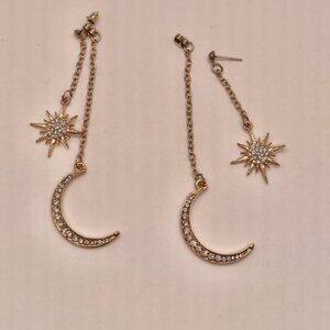 ⭐️❤️FREE Sun Moon Boho Zodiac Peasant Hipster Hippie Art Faux Diamond Earrings